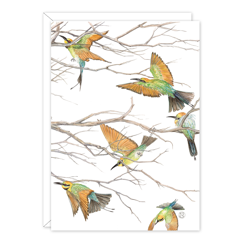 Rainbow Bee Eaters Australian Wildlife Card — A6