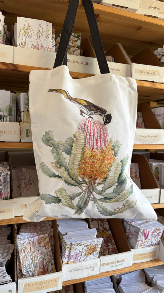 Honeyeater on Banksia Tote Bag