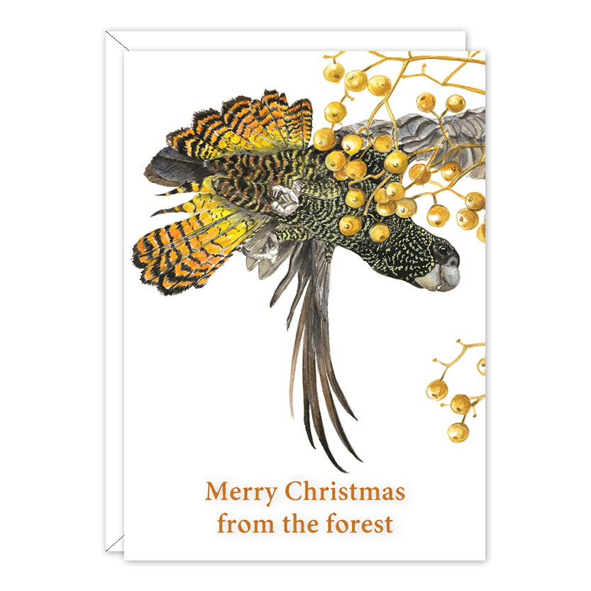Red Tailed Black Cockatoo Christmas Australian Wildlife Christmas Card — A6