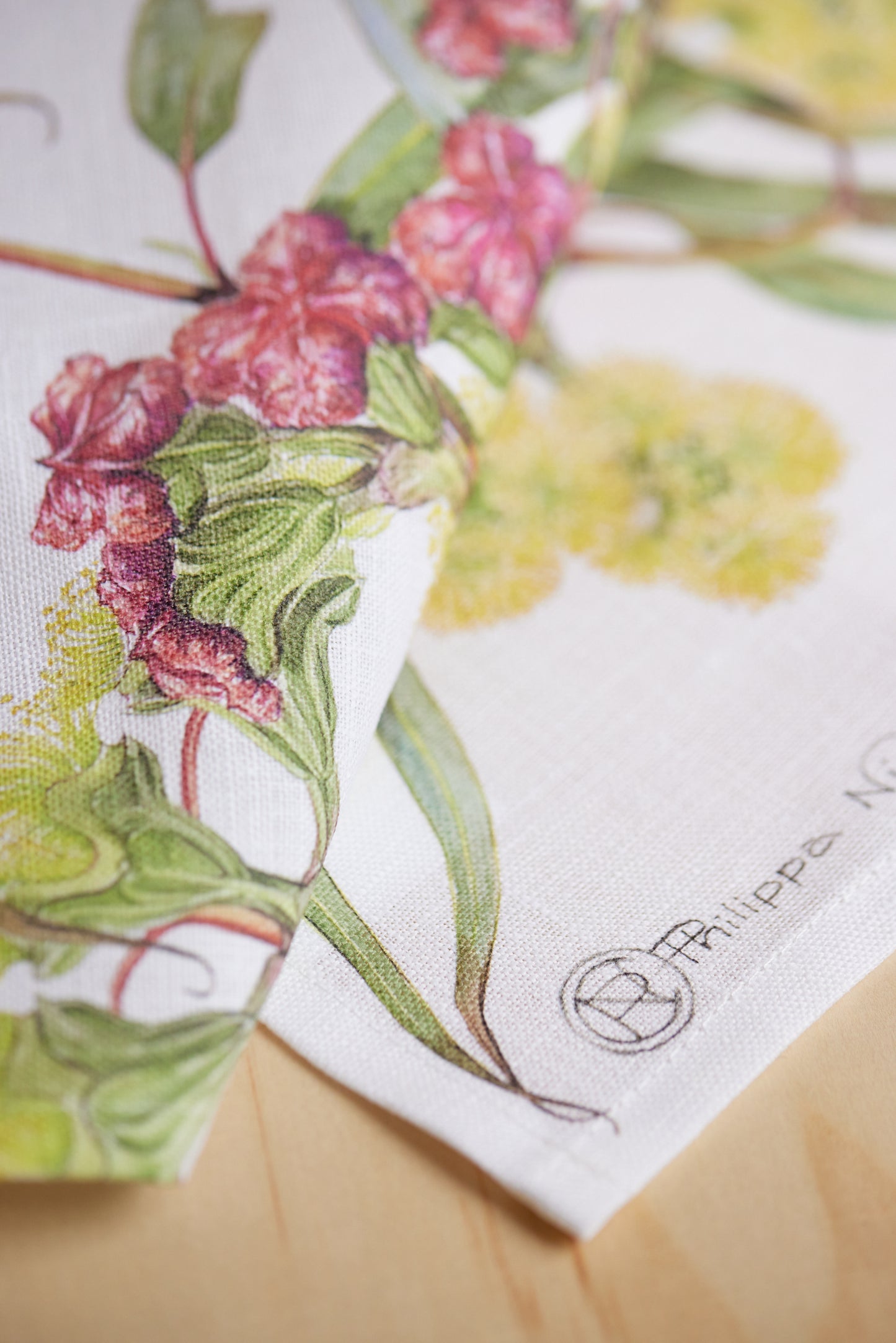 Red capped Gum Australian Botanical Linen Tea Towel