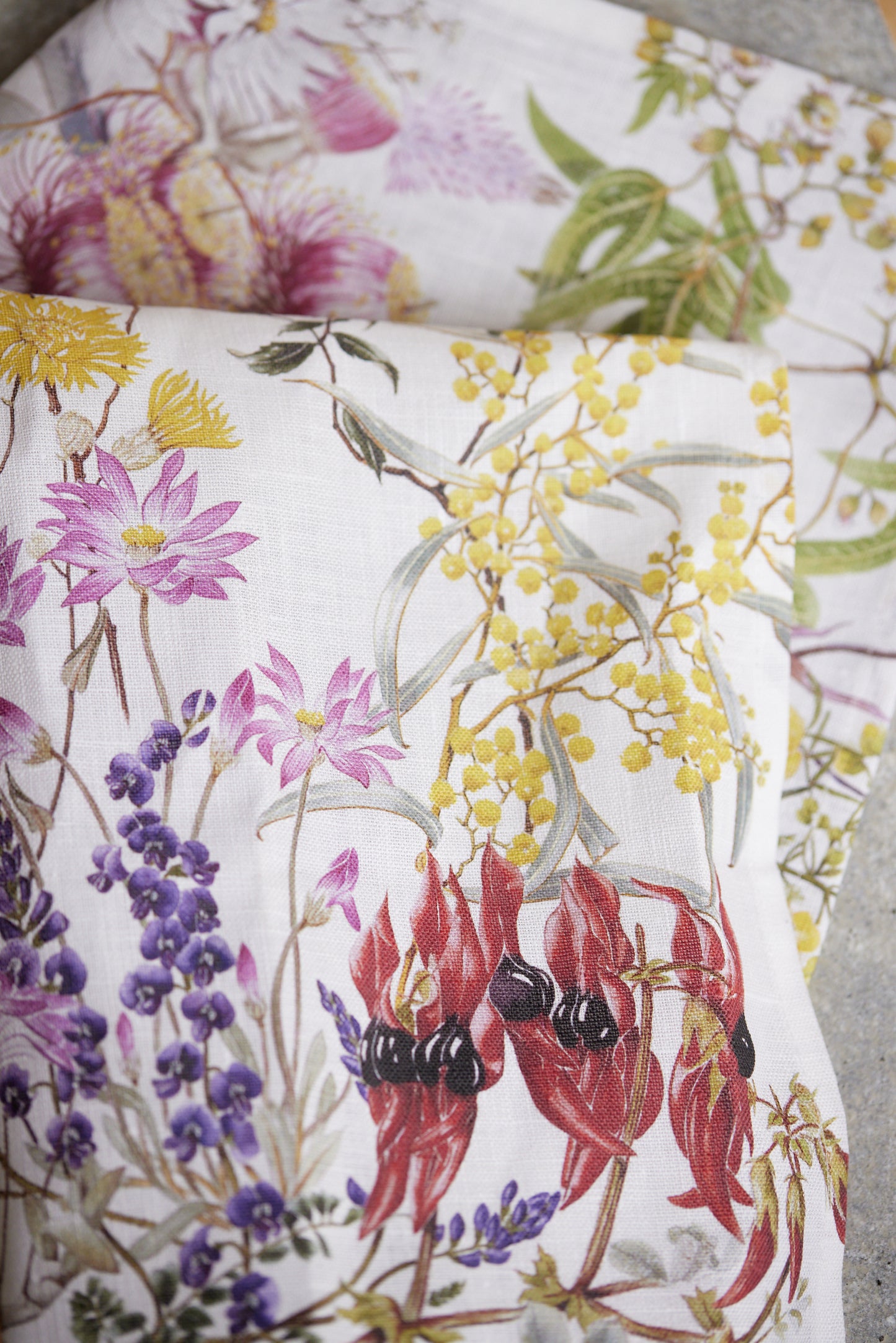 Goldfields Mulga Wildflowers Australian Botanical & Wildlife Linen Tea Towel