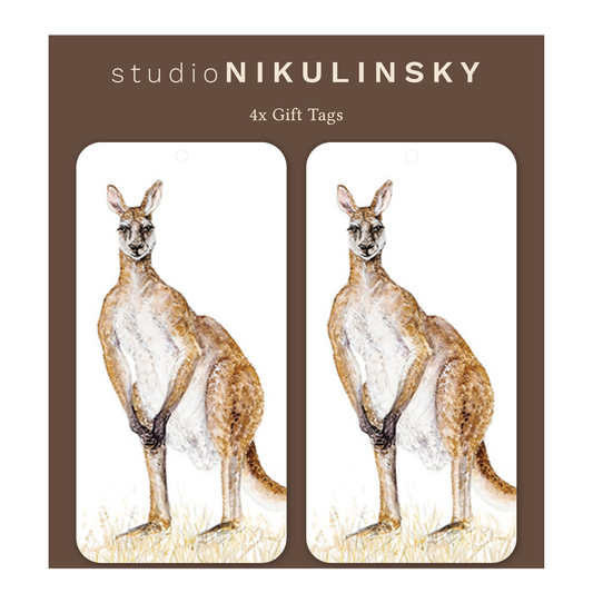 Rectangle Gift Tag Pack: Red Kangaroo
