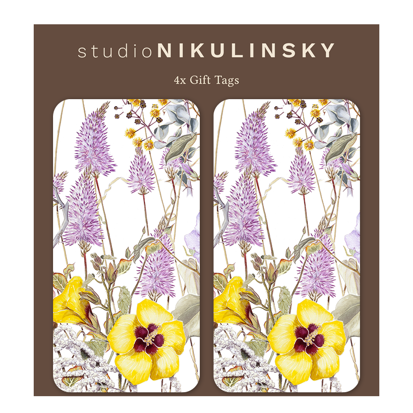 Mulla mulla Australian Botanical Rectangle Gift Tag Pack