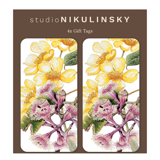 Rectangle Gift Tag Pack: Yellow blossom