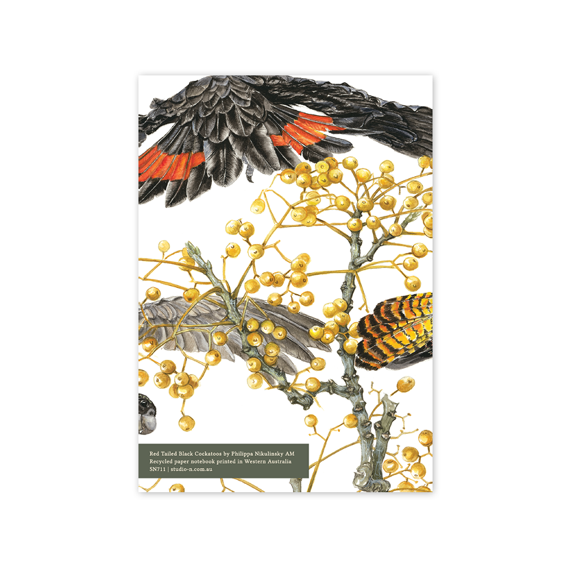 Red Tail Black Cockatoos A5 Notebook – Unlined