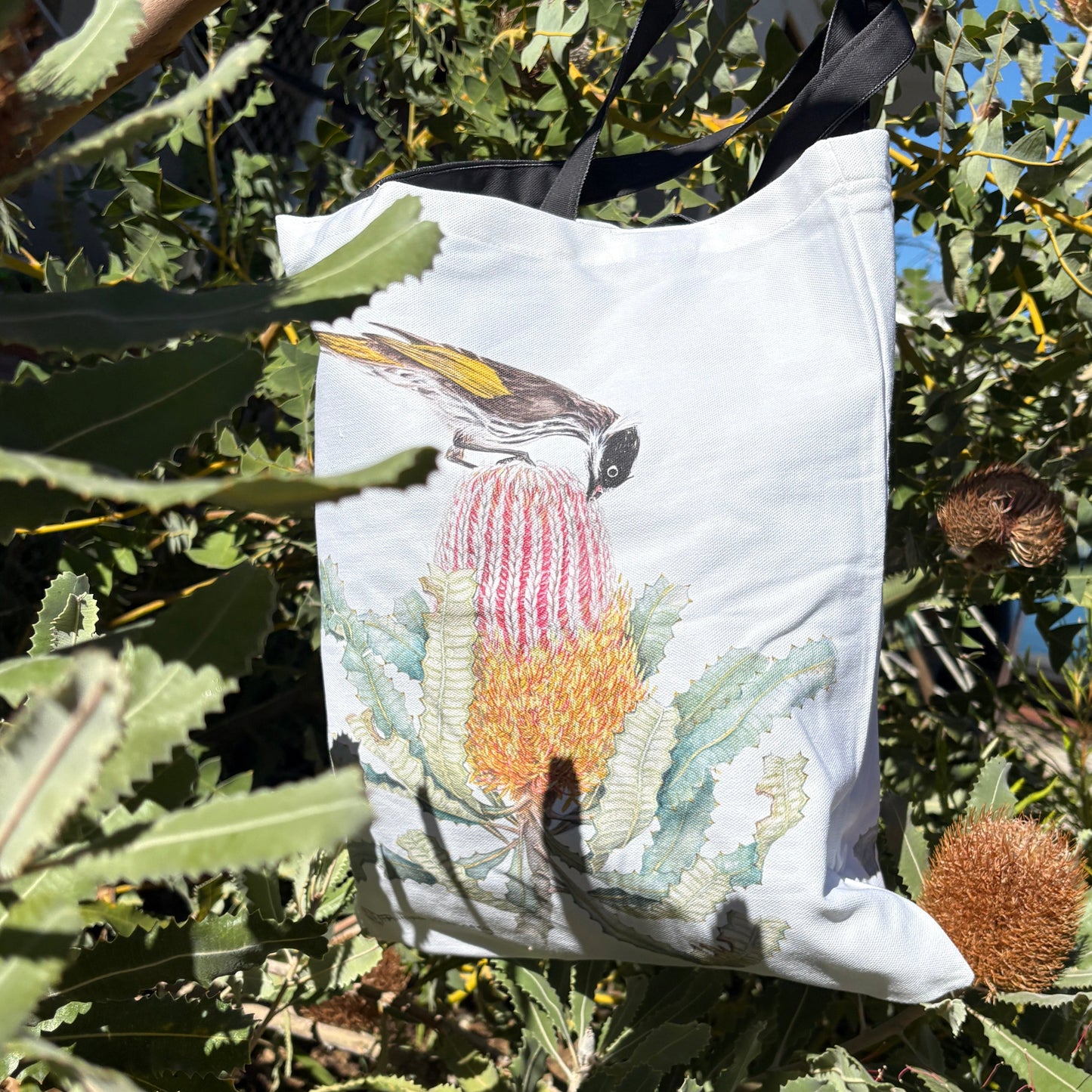 Honeyeater on Banksia Tote Bag