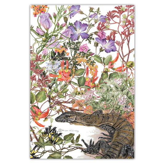 Heath Monitor Australian Botanical & Wildlife Linen Tea Towel