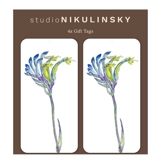 Rectangle Gift Tag Pack: Blue Kangaroo Paw