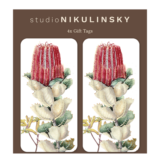 Rectangle Gift Tag Pack: Scarlet Banksia