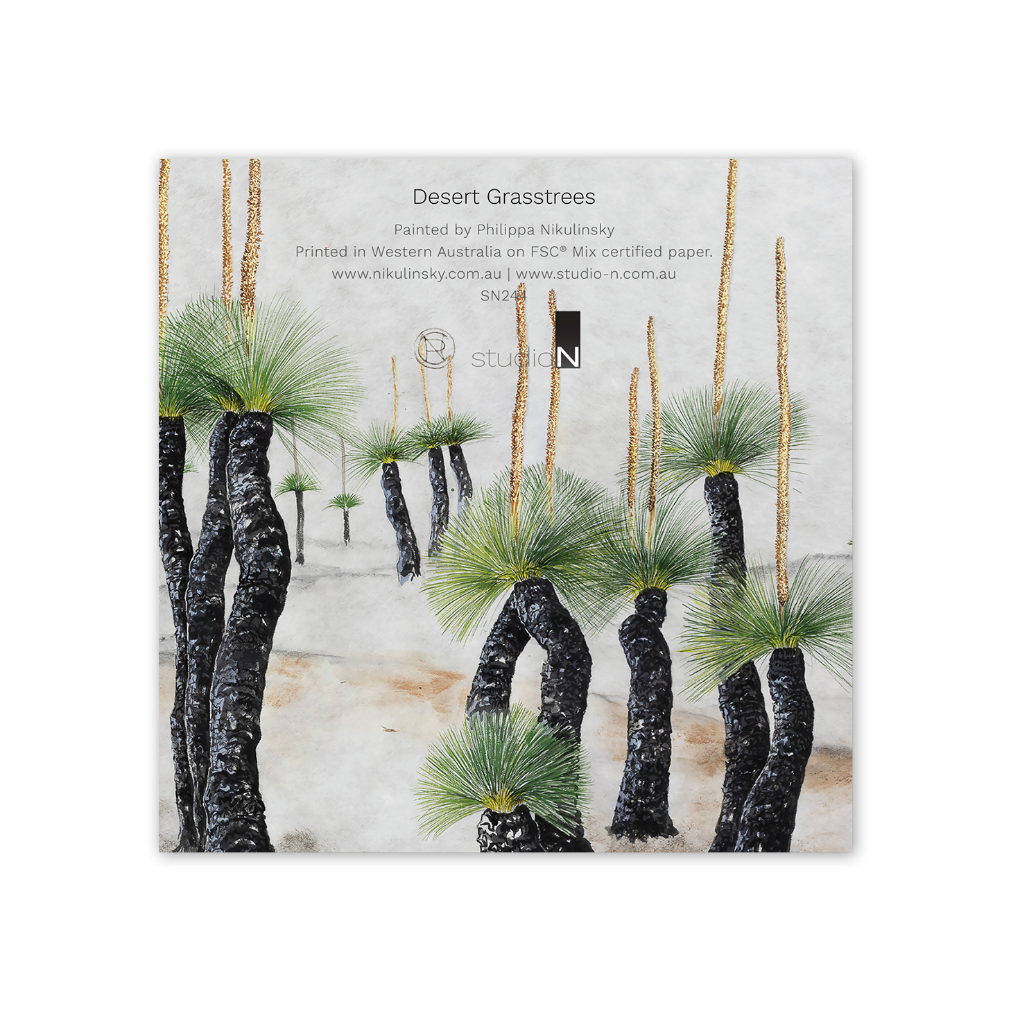 studio-nikulinsky Square Card: Desert Grasstrees by Philippa Nikulinsky